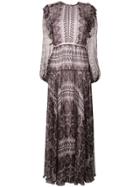 Giambattista Valli Ruffle Trim Maxi Dress - Pink & Purple