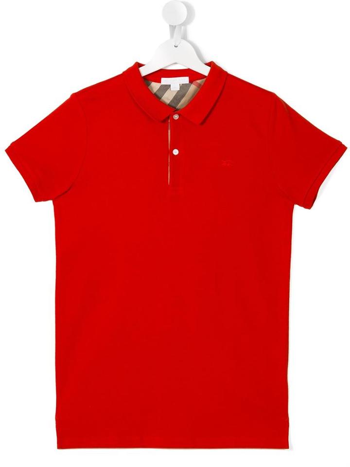 Burberry Kids Check Trim Polo Shirt, Boy's, Size: 14 Yrs, Yellow/orange