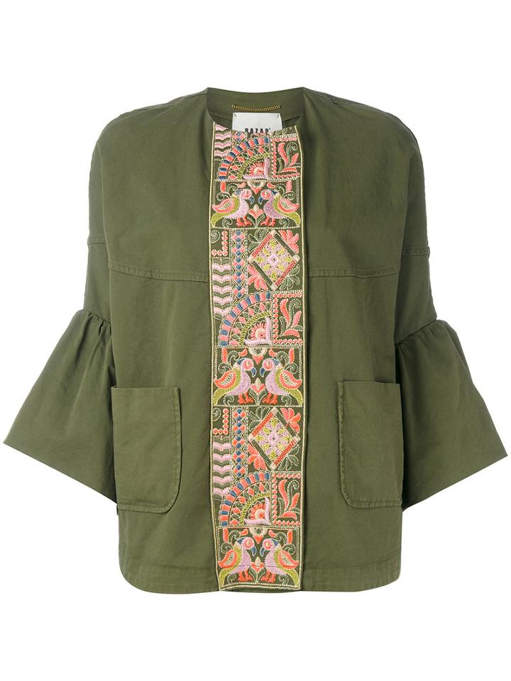 Bazar Deluxe - Embroidered Panel Jacket - Women - Cotton/spandex/elastane - 44, Women's, Green, Cotton/spandex/elastane
