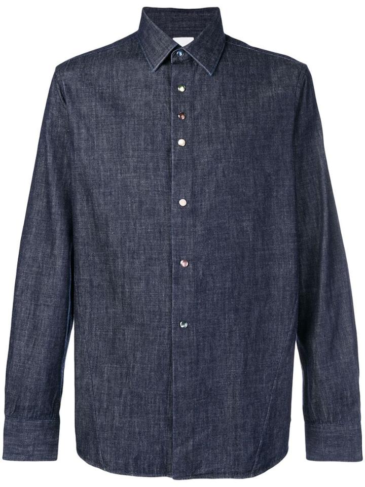 Paul Smith Coloured Button Denim Shirt - Blue
