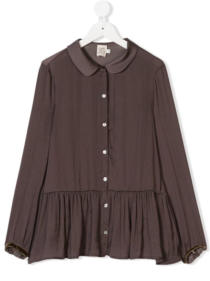 Caffe' D'orzo Ruffled Hem Blouse - Brown