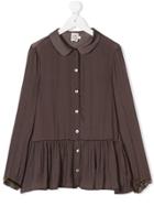 Caffe' D'orzo Ruffled Hem Blouse - Brown