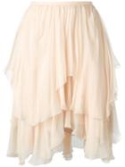 Chloé Tiered Ruffled Skirt, Women's, Size: 38, Pink/purple, Silk/polyester