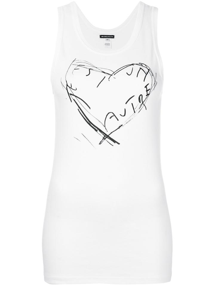 Ann Demeulemeester Heart Print Vest Top - White