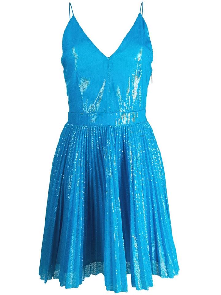 Msgm Sequin Pleated Dress - Blue