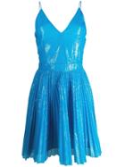 Msgm Sequin Pleated Dress - Blue