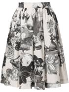 Msgm Floral Print Gathered Skirt, Women's, Size: 44, Nude/neutrals, Cotton