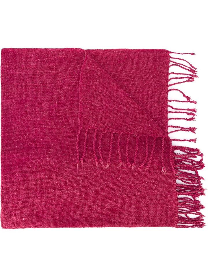 Al Duca D'aosta 1902 Fringed Knitted Scarf, Men's, Pink/purple, Silk