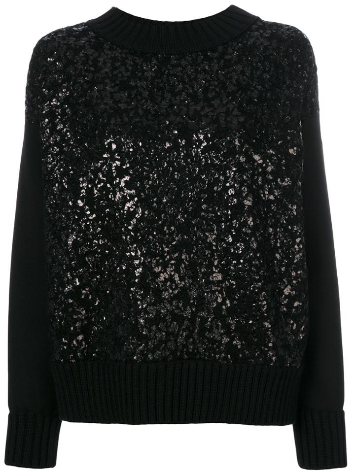 Moncler Cracked Patent Effect Sweater - Black