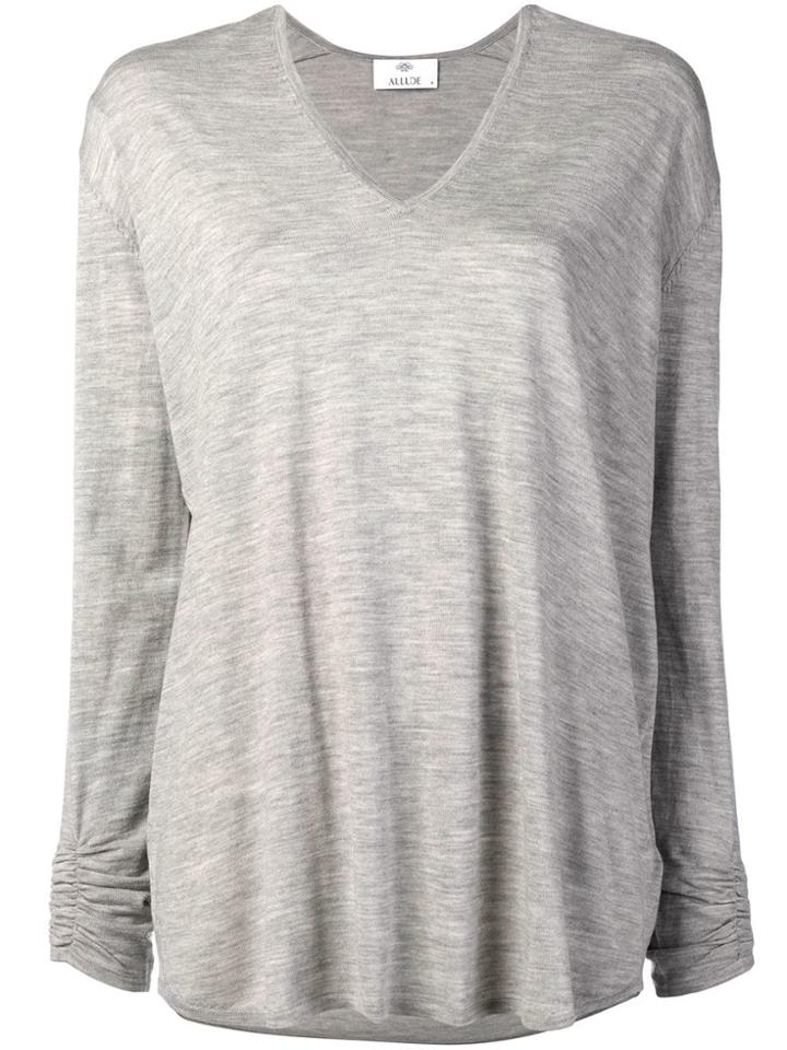 Allude Lightweight V-neck Sweater - Grey