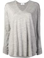 Allude Lightweight V-neck Sweater - Grey