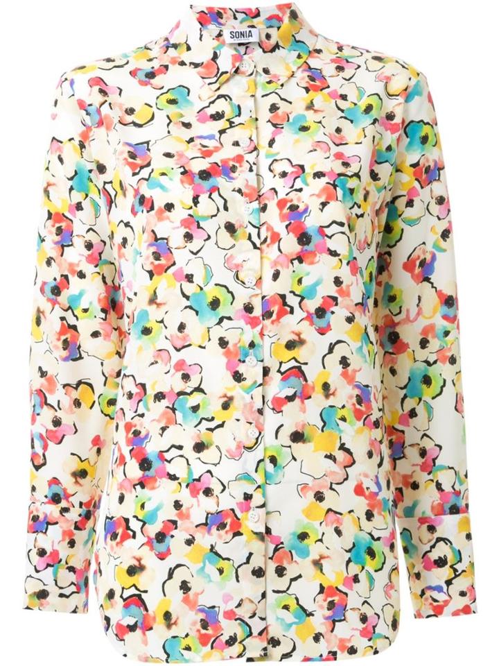 Sonia By Sonia Rykiel Flower Print Shirt, Women's, Size: 40, Polyester