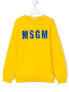 Msgm Kids Logo Print Sweatshirt, Boy's, Size: 14 Yrs, Yellow/orange