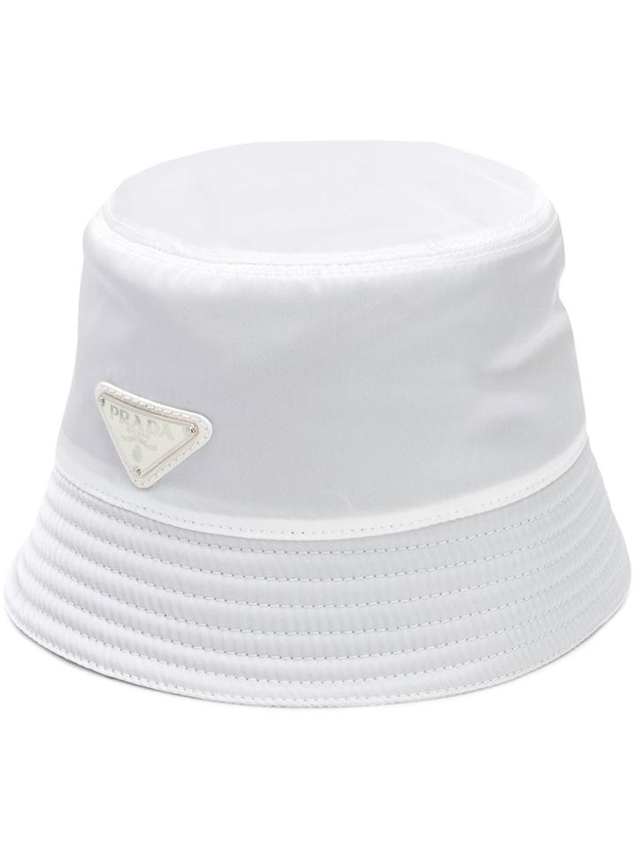 Prada Logo Bucket Hat - White