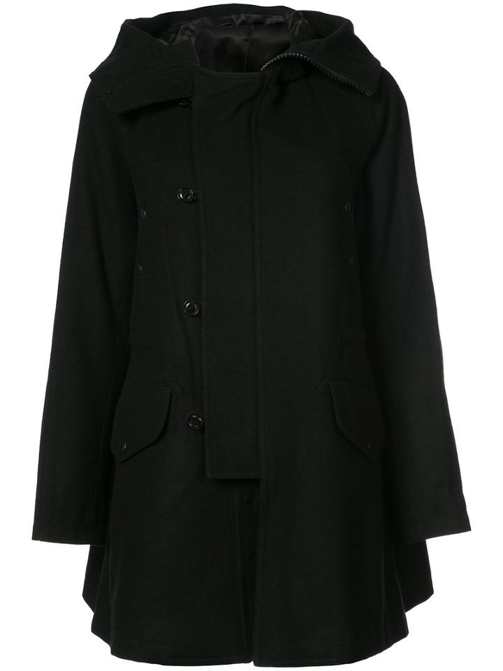 Y's - Classic Buttoned Coat - Women - Nylon/cupro/wool - 1, Black, Nylon/cupro/wool