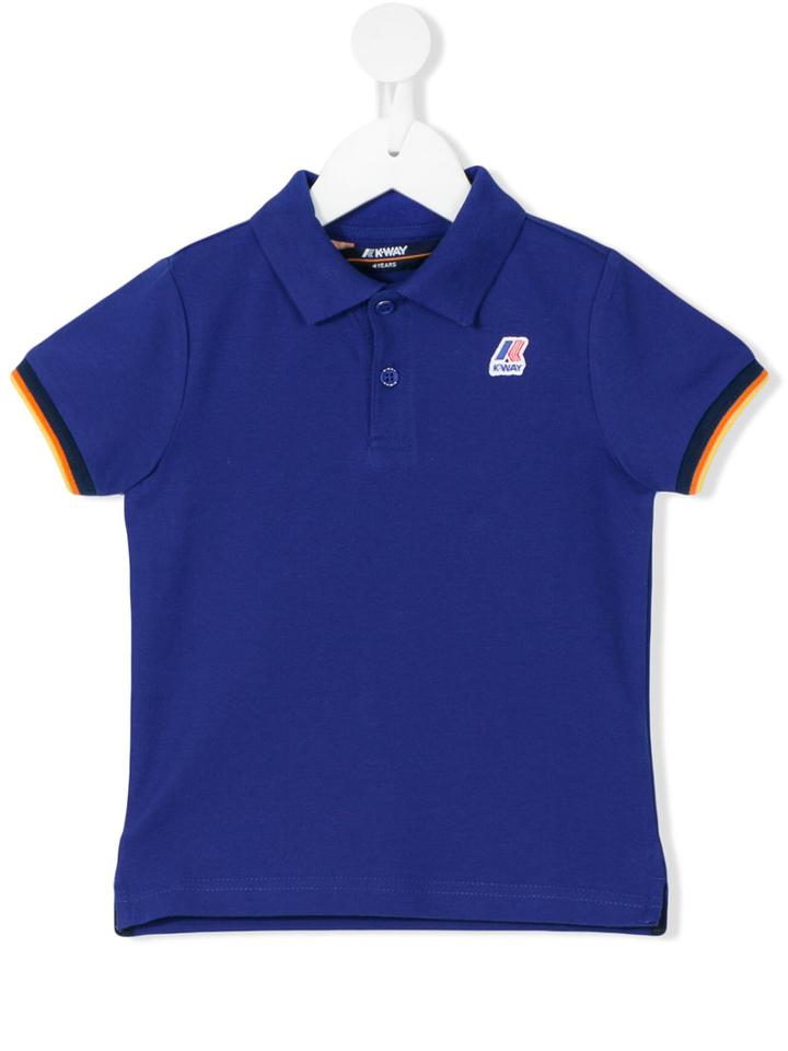 K Way Kids - Embroidered Logo Polo Shirt - Kids - Cotton/spandex/elastane - 10 Yrs, Blue