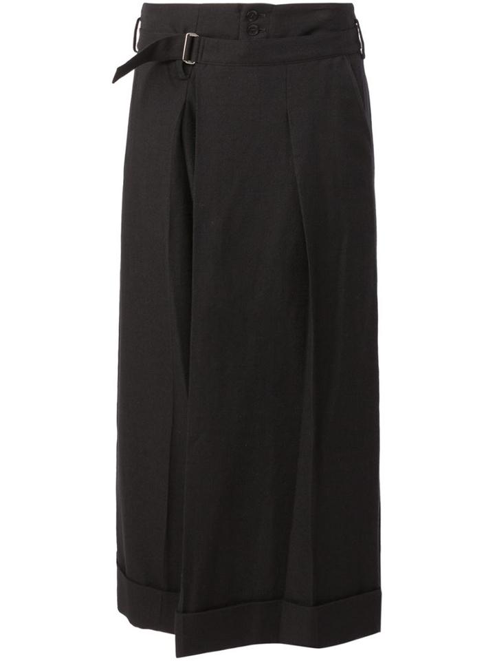Yohji Yamamoto Belted Wide Leg Trousers, Women's, Size: 2, Black, Wool