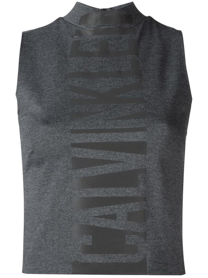 Calvin Klein Jeans High Neck Tank Top, Women's, Size: Xs, Grey, Viscose/polyamide/spandex/elastane