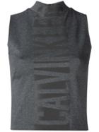 Calvin Klein Jeans High Neck Tank Top, Women's, Size: Xs, Grey, Viscose/polyamide/spandex/elastane