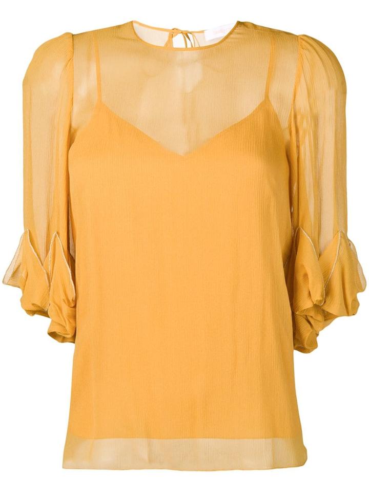 See By Chloé Draped Detail Sheer Blouse - Yellow