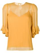 See By Chloé Draped Detail Sheer Blouse - Yellow