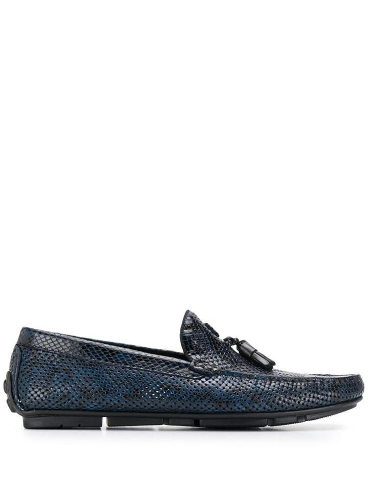 Roberto Cavalli Snakeskin-effect Loafers - Blue