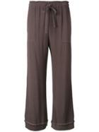 Raquel Allegra Crepe Drawstring Cropped Pants - Brown