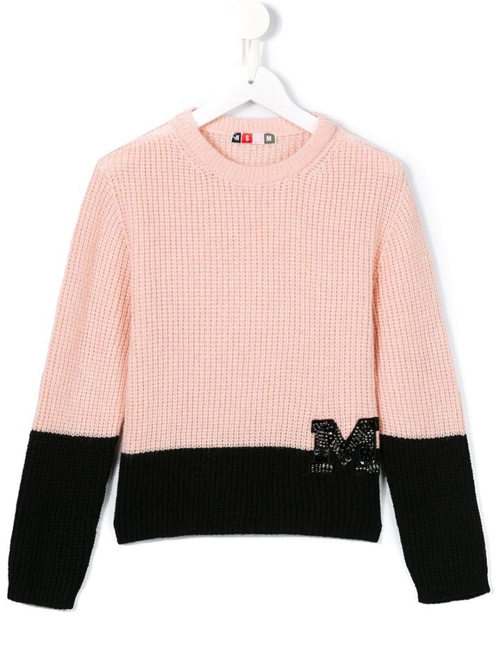 Msgm Kids Logo Patch Jumper, Girl's, Size: 8 Yrs, Pink/purple