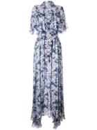 Temperley London Floral Print Neck Tie Gown, Women's, Size: 10, Blue, Silk/spandex/elastane