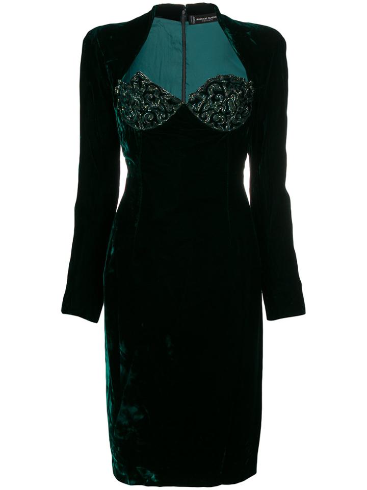 Jean Louis Scherrer Vintage Long-sleeve Fitted Dress - Green