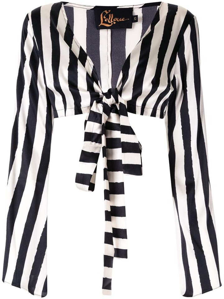 Lelloue Striped Wrap Top - Black