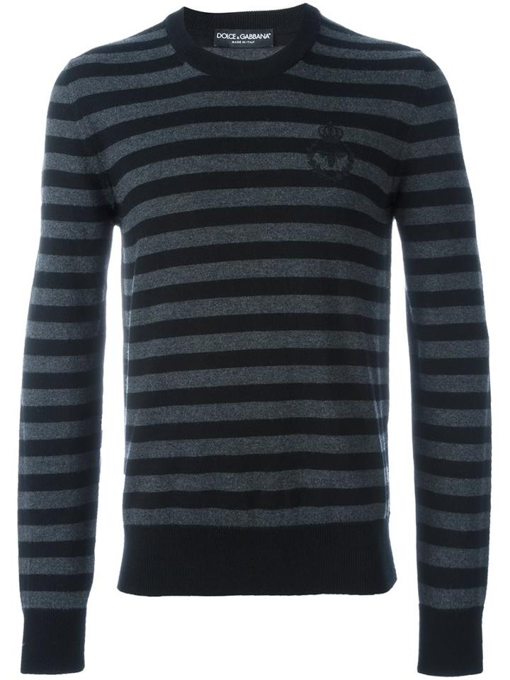 Dolce & Gabbana Striped Jumper, Men's, Size: 52, Black, Virgin Wool