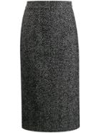 Dolce & Gabbana Chevron Pencil Skirt - Grey
