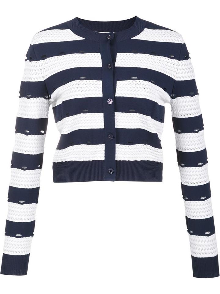 Carolina Herrera Striped Cropped Cardigan, Women's, Size: Xs, Blue, Viscose/polyester
