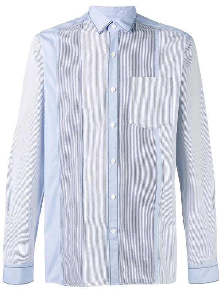 Lanvin Assorted Pinstripe Pattern Shirt, Men's, Size: 38, Blue, Cotton