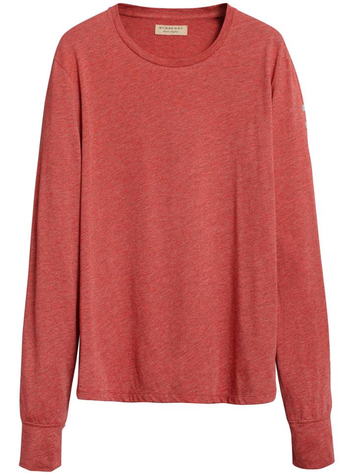 Burberry Devoré Long Sleeve T-shirt - Red