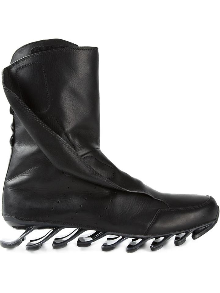 Rick Owens Adidas X Rick Owens Spring Blade Hi-top Trainers, Men's, Size: 5, Black, Calf Leather/rubber