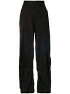 Y's Inverted Pleat Wide Leg Trousers - Black
