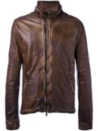 Giorgio Brato Zipped Jacket, Men's, Size: 54, Brown, Silk/cotton/leather/spandex/elastane