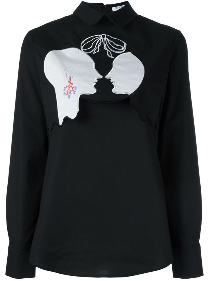 Vivetta Face Print Shirt, Women's, Size: 42, Black, Cotton/spandex/elastane