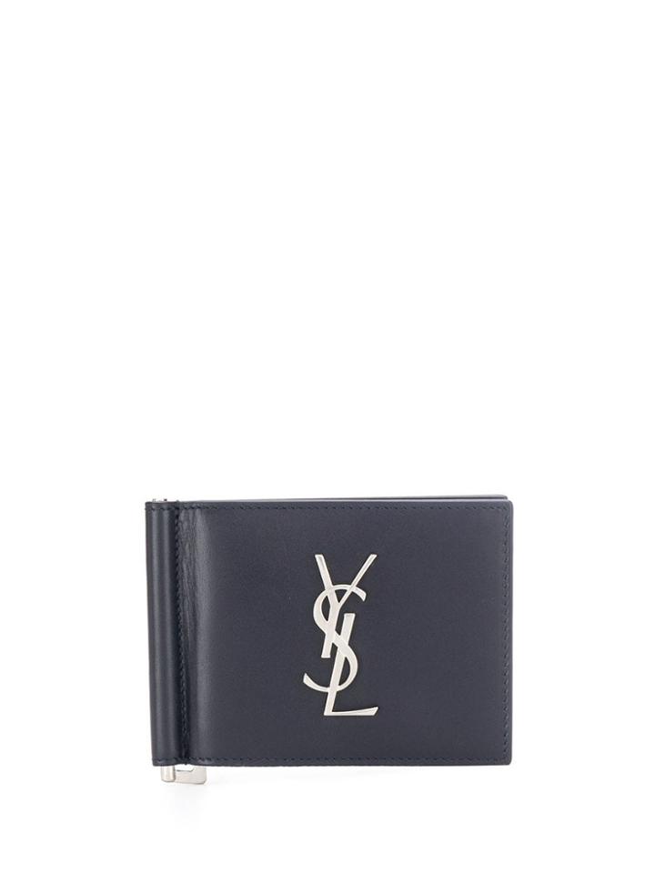 Saint Laurent Bill Clip Wallet - Blue