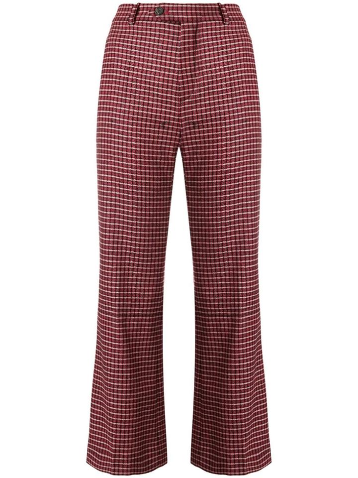 Chloé Checked Cropped Trousers - Red