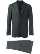 Tagliatore Pinstripe Formal Suit, Men's, Size: 48, Grey, Virgin Wool/cupro