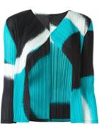 Pleats Please By Issey Miyake Abstract Pattern Cardigan, Women's, Size: 4, Black, Polyester