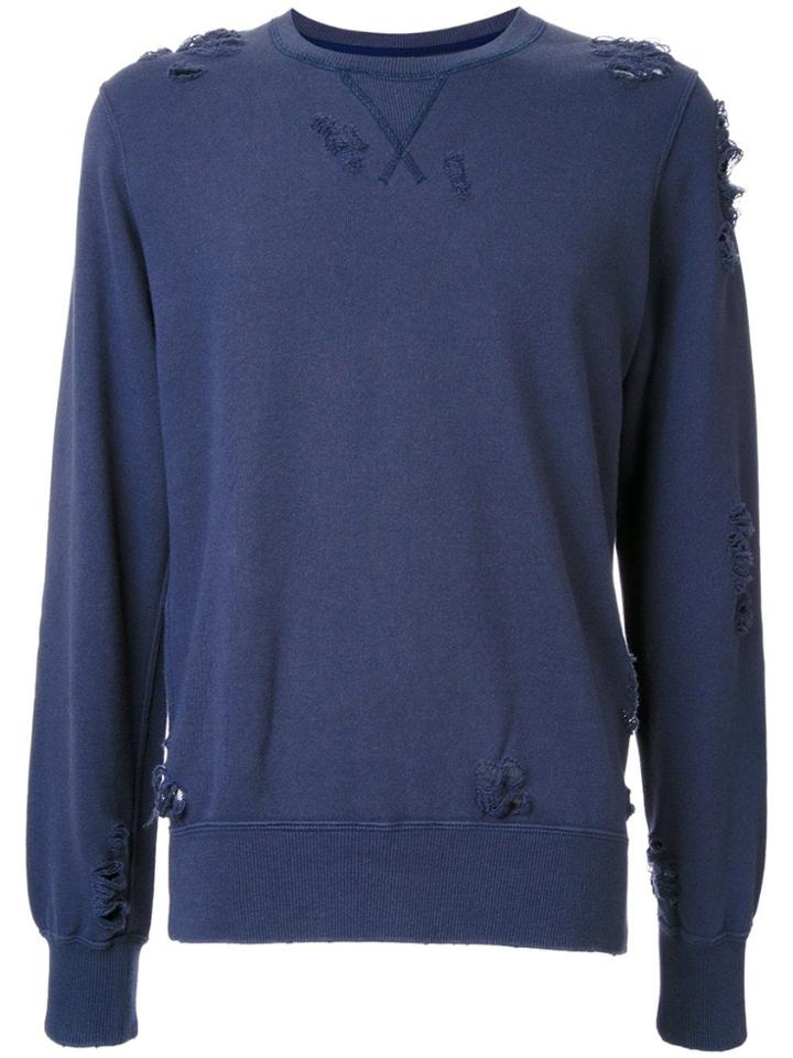 Maison Mihara Yasuhiro Distressed Crew Neck Sweatshirt - Blue