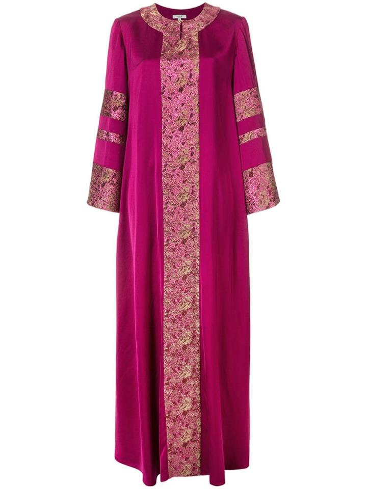 Layeur Jacquard Embelished Flared Dress - Purple