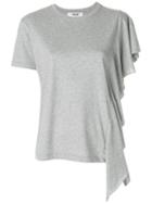Msgm - Ruffle Trim T-shirt - Women - Cotton - S, Grey, Cotton