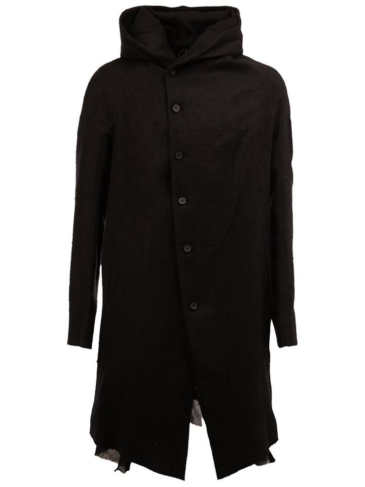 Masnada Roll Neck Coat, Men's, Size: 52, Black, Linen/flax