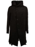 Masnada Roll Neck Coat, Men's, Size: 52, Black, Linen/flax