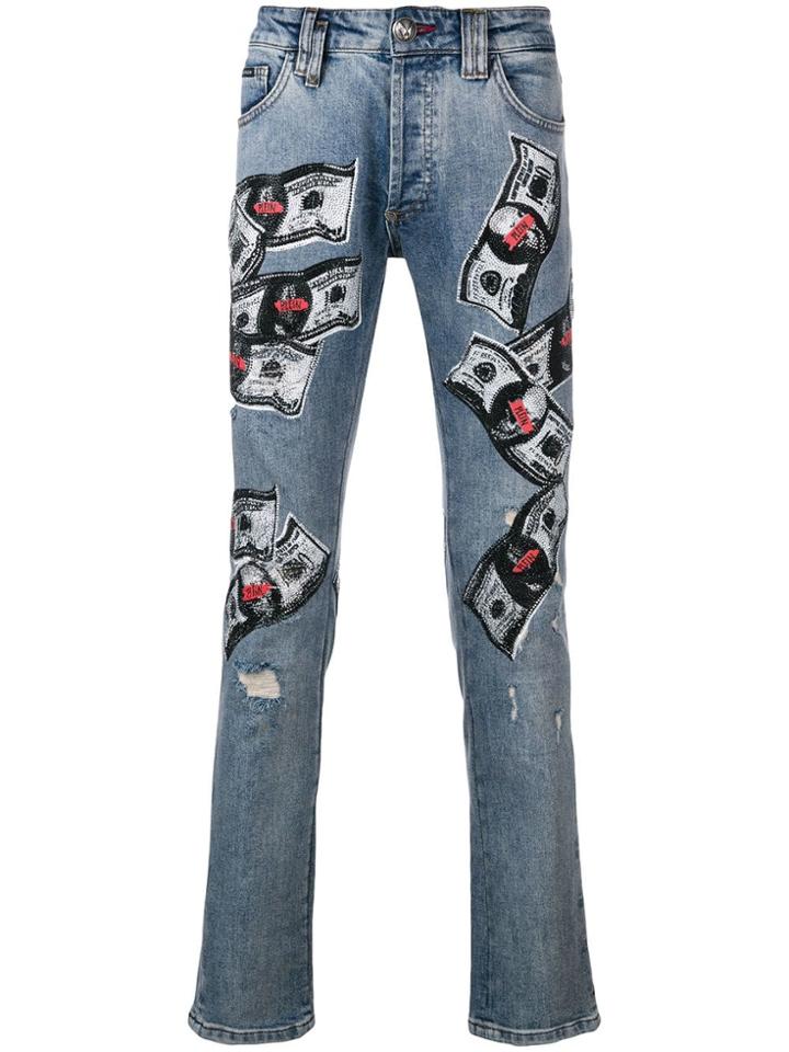 Philipp Plein Dollar Bill Skinny Jeans - Blue